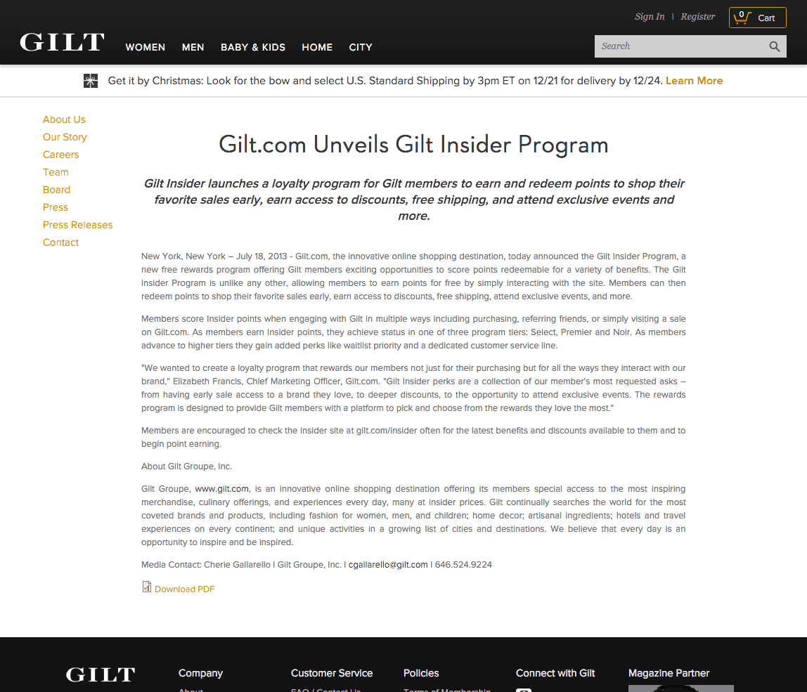 Gilt.com Unveils Gilt Insider Program Gilt Groupe About