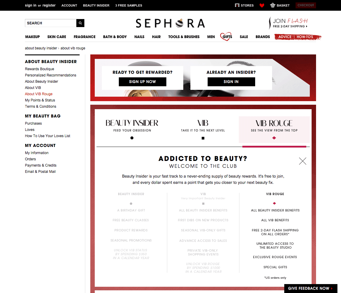 Sephora-VIB Rouge Tiered Program