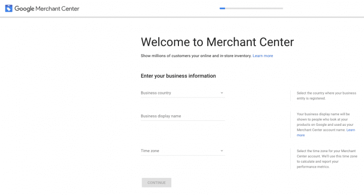 Google Merchant Center Sign Up