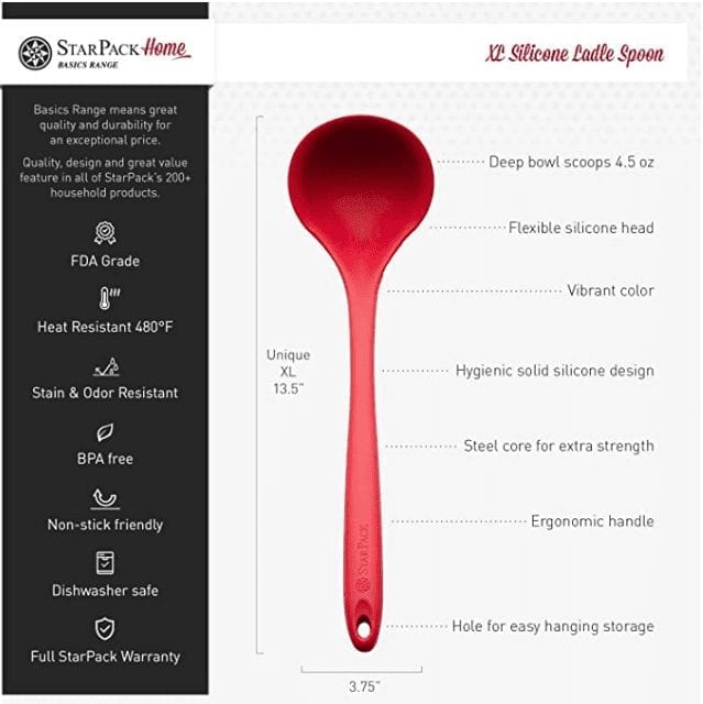 Screenshot of StarPack's product description of a red ladle.