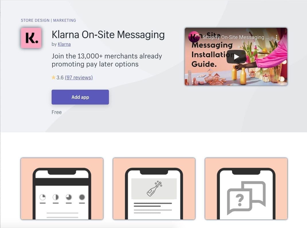 Klarna On-Site Messaging Shopify App