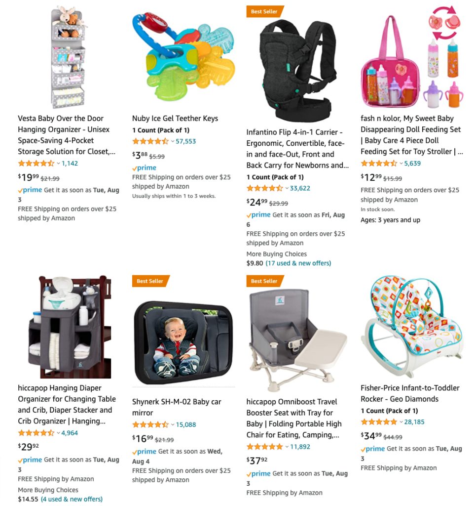 Baby products on Amazon