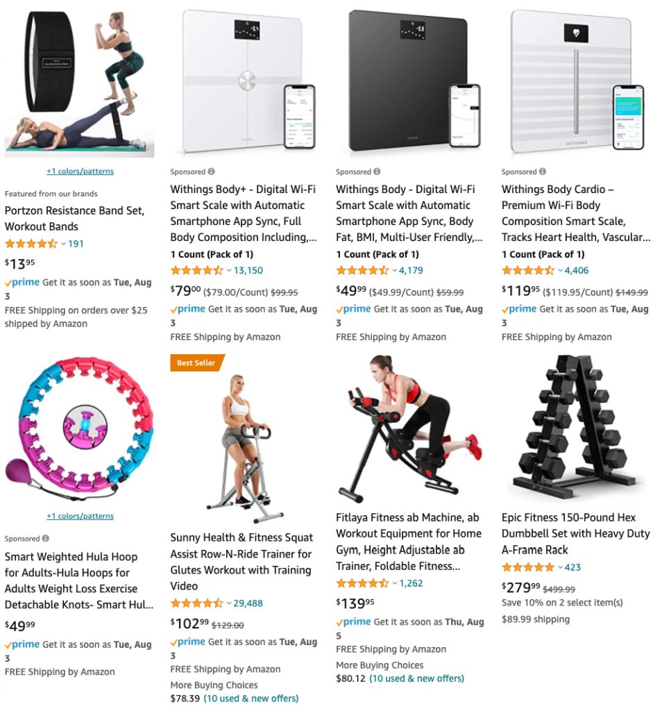 Fitness products Amazon