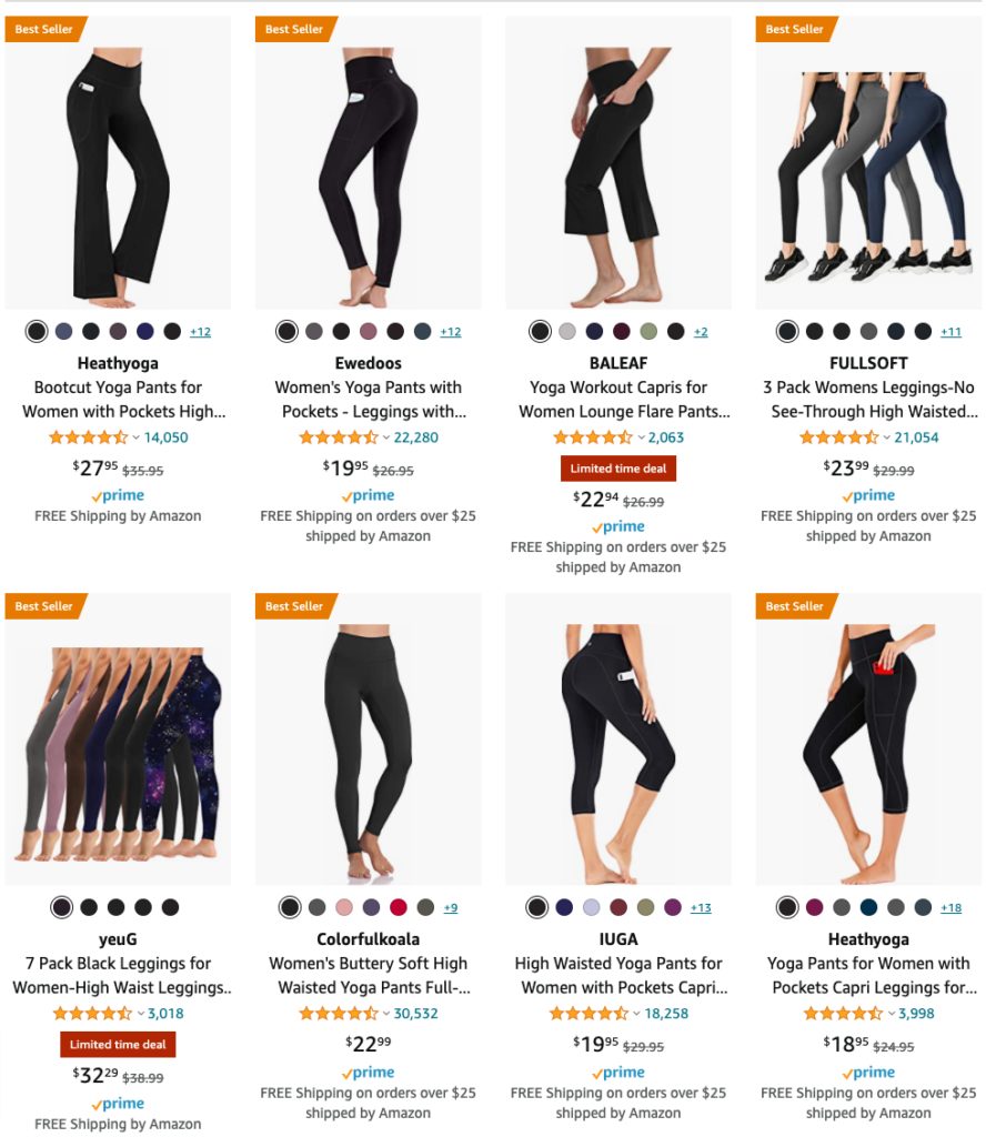 Yoga Pants on Amazon