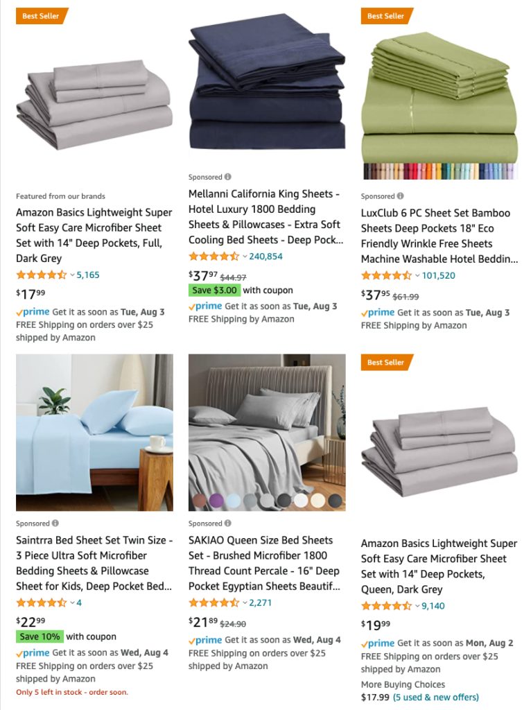 Top products to sell on Amazon - microfiber sheet sets