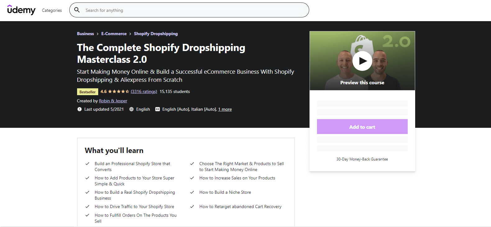 The Complete Shopify Aliexpress Dropship course Make 100k/year