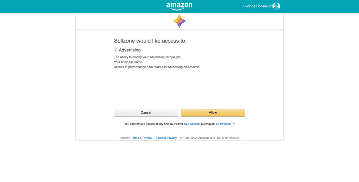 Sellzone Connect to Amazon