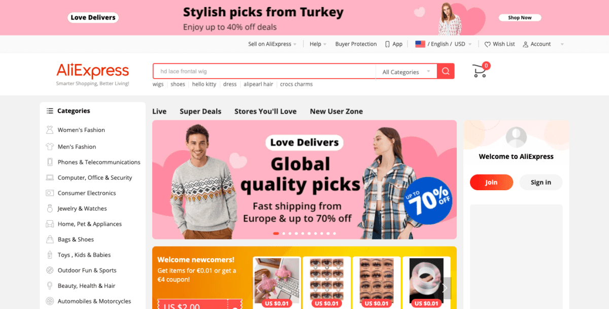 AliExpress Home Page