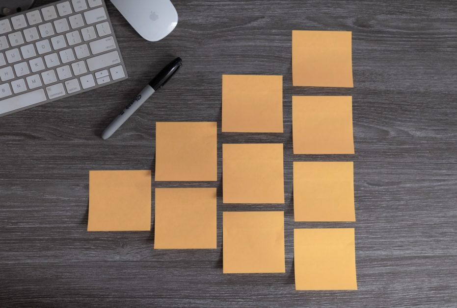brainstorm with post-its