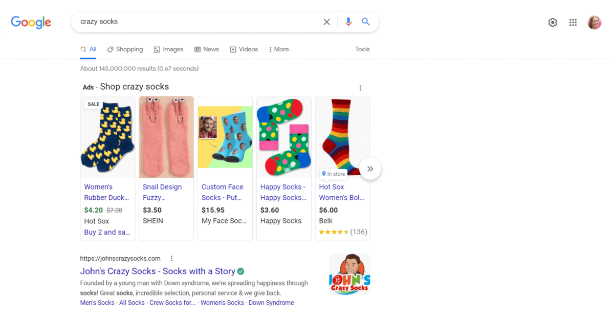 Google Search Crazy Socks