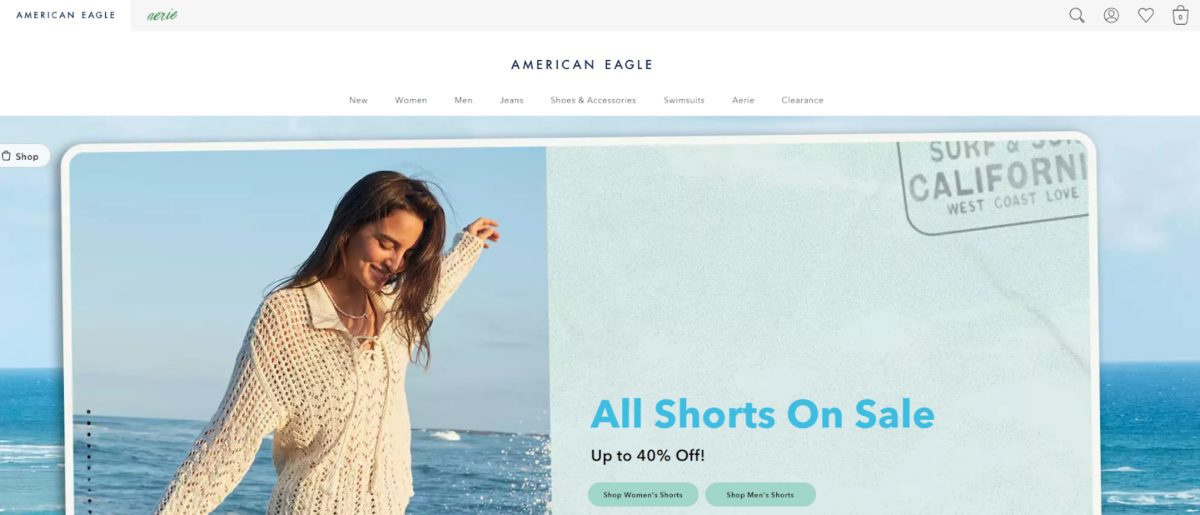 Page d'accueil d'American Eagle Outfitters