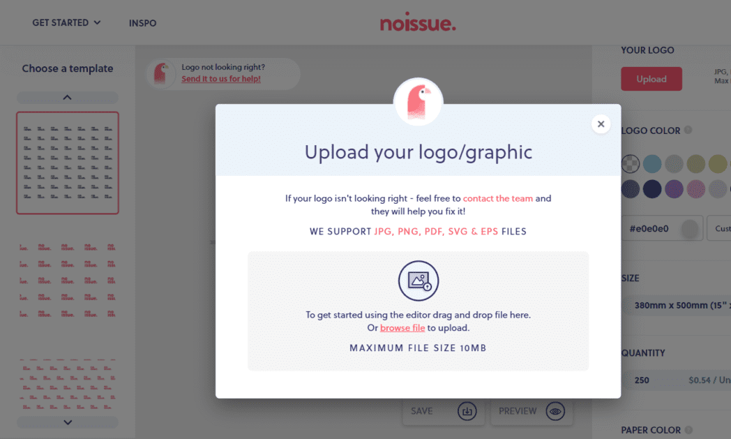 noissue upload your logo