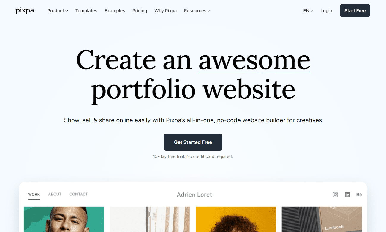 Pixpa Homepage