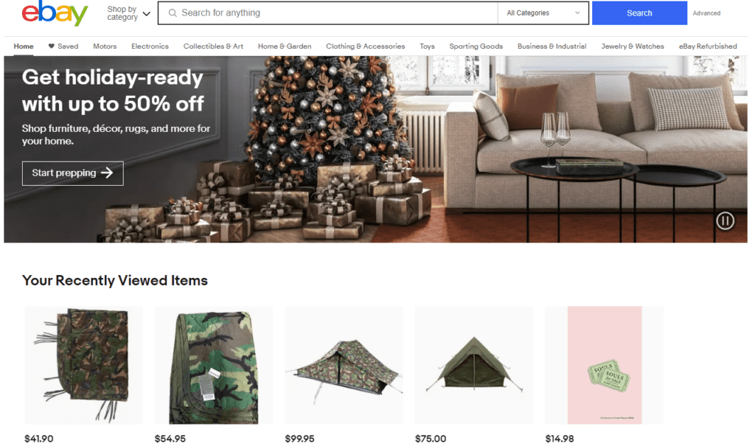 Christmas eBay Homepage