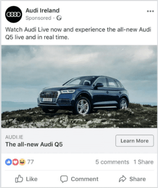 Facebook Ad Audi Ireland