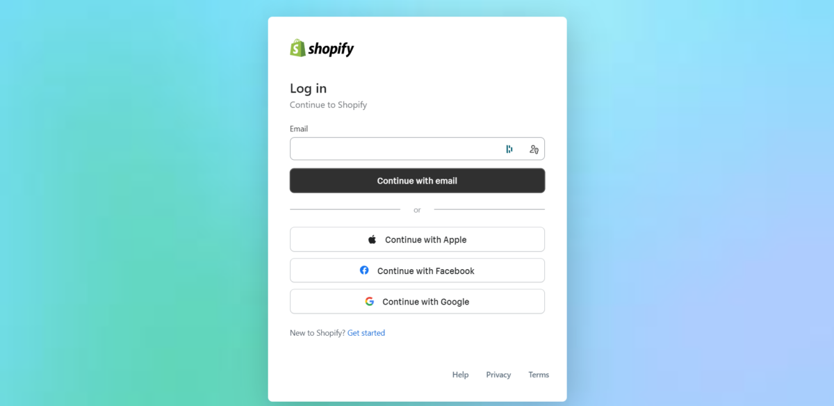 Iniciar sesión - Shopify Inicio de sesión en Shopify