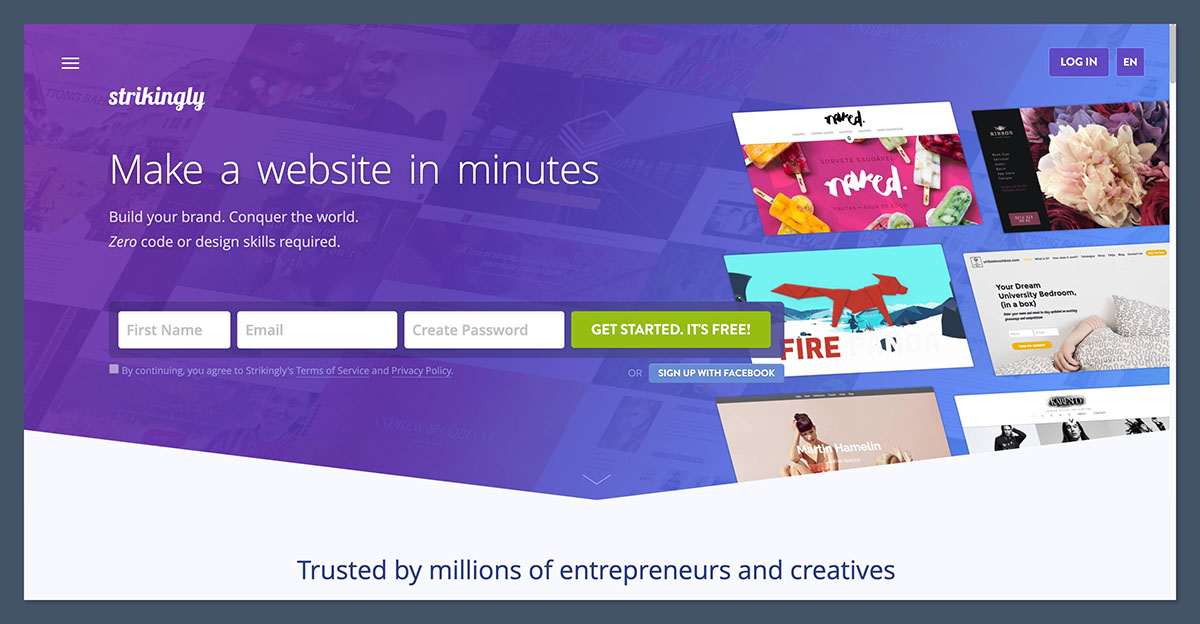 Strikingly homepage