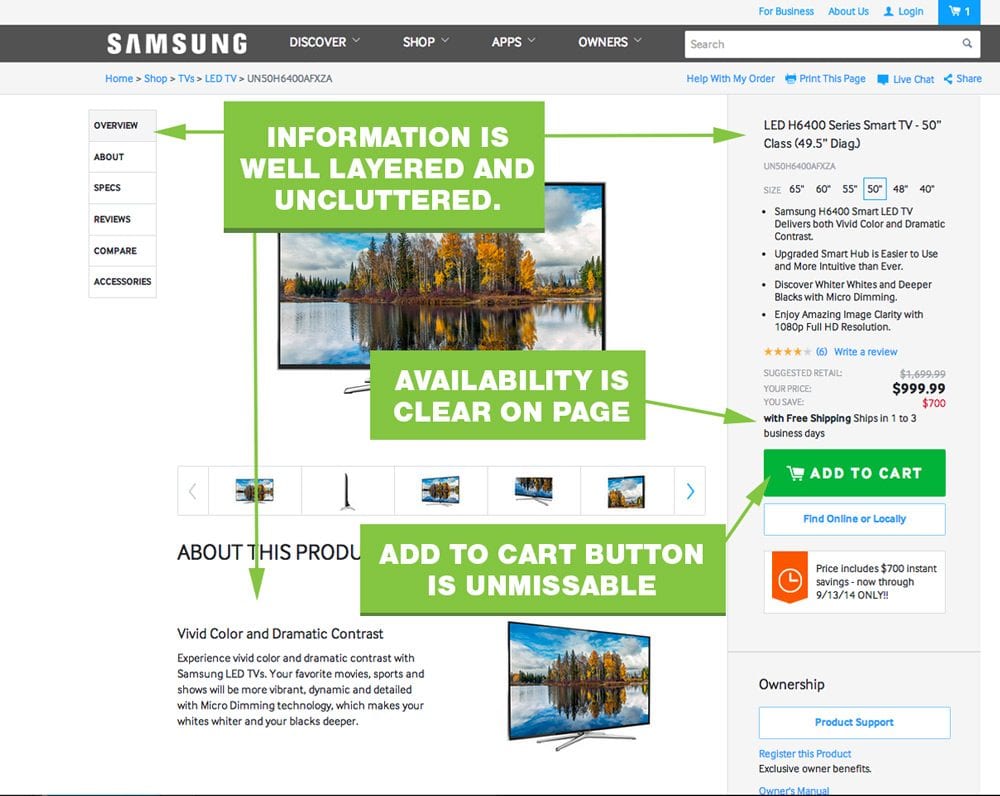 Samsung's Product Page Illustrates Many Best Practices